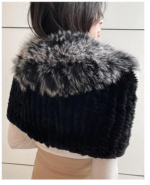 Зимние теплые вязаные бриллианты для женщин женский пушистый шарф пончо из