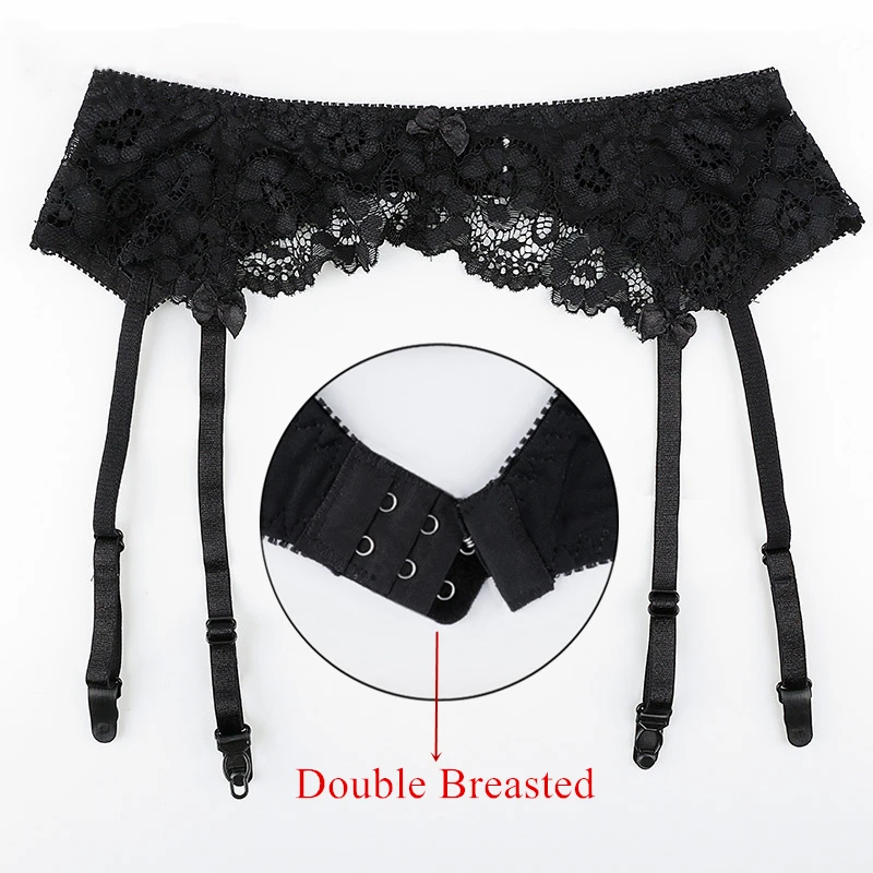 

Women's Sexy Lingerie Plus Size Lace Garter Suspenders Transparent Underwear Adjustable Double Breasted Waist Belt For Stockings
