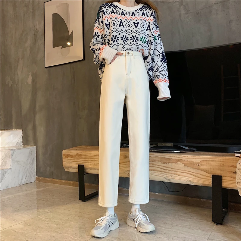 

DD1621 New wide leg jeans women's high waist slim all match loose straight trousers jeans