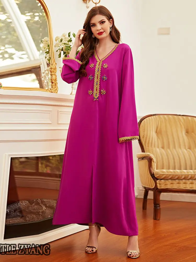 

Caftan Marocain Abaya Dubai Turkey Islam Muslim Arabic Long Dress Abayas Kaftans Dresses For Women Djellaba Robe Longue Femme