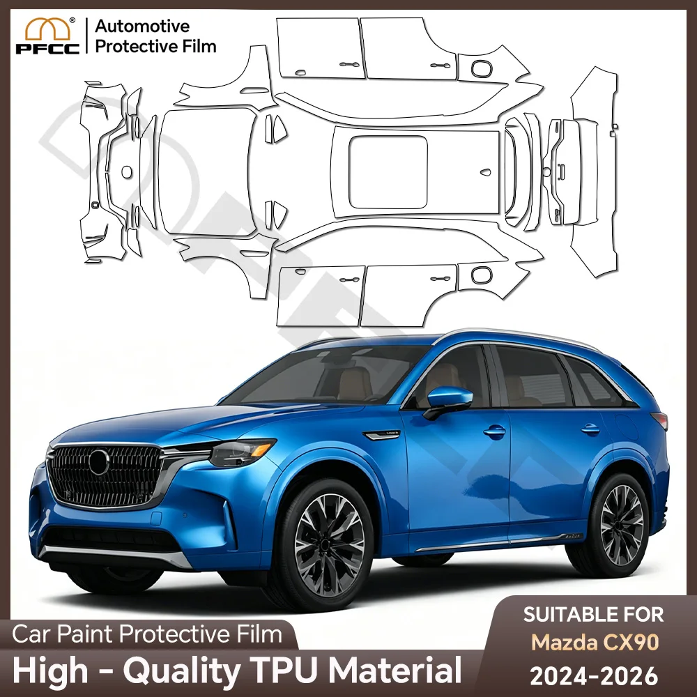 Фото Защитная пленка из ТПУ 9 мил для Mazda CX-90 CX90 2024-2026, антицарапийная, предварительно вырезанная, прозрачная, самовосстанавливающаяся, для защиты лакокрасочного покрытия автомобиля №2