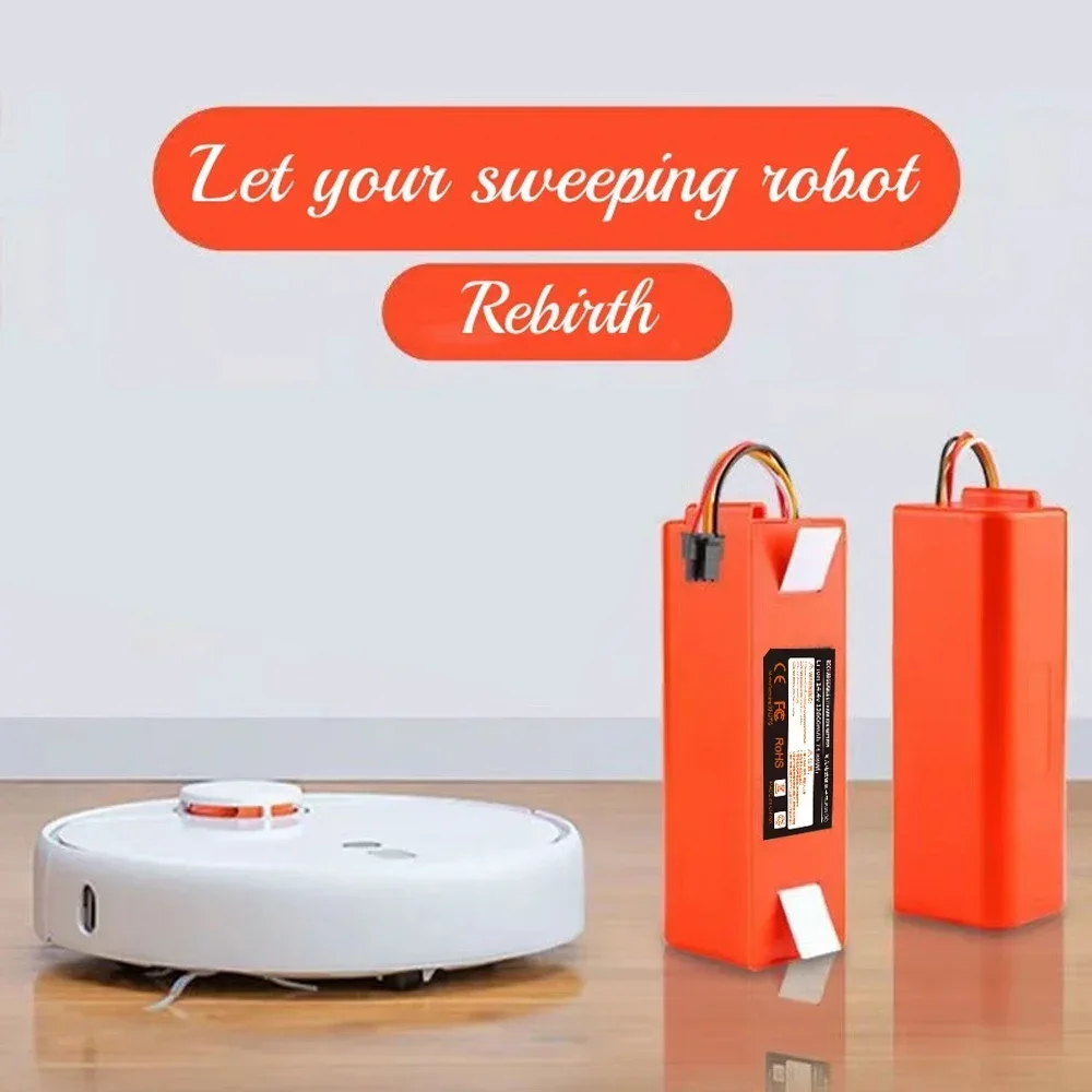 Фото XM-S50 14,4 V 12800mAh Xiaomi Роботизированный вакуумный сменный аккумулятор 18650 батарея для Xiaomi Roborock S55 S60 S65 S50 S51 S5 MAX S6 №5