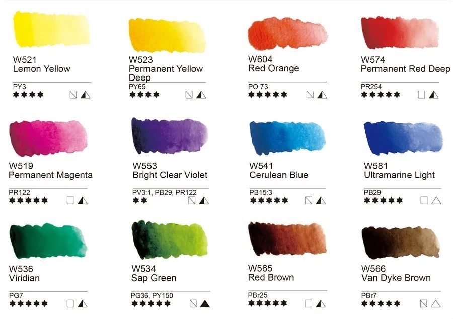 Set of watercolor mijello "mission gold pen" 12 colors |