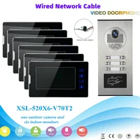 Apartments Video Door Phone Network Cable Port Wired Intercom System 2-6 Units RFID Access Control Audio Video Doorbell System