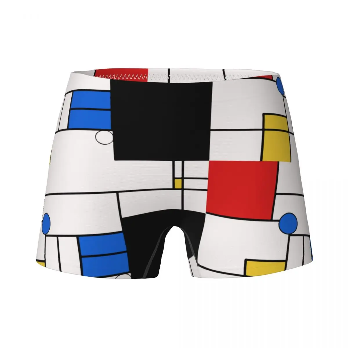 

Хлопковые трусики Mondrian с абстрактными квадратными линиями для девочек, мягкое нижнее белье красного, синего, желтого цветов для детей