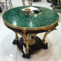 Round Natural Stone Green Malachite Coffee Table,Stone Table Malachite,Green Malachite Table for Living room furniture