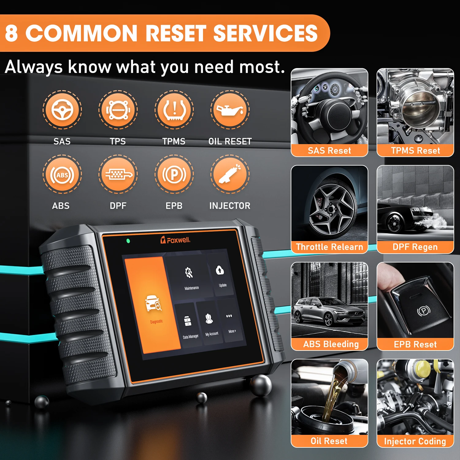 Сканер Foxwell NT726 OBD2 устройство для чтения кодов всех систем с функцией сброса 8