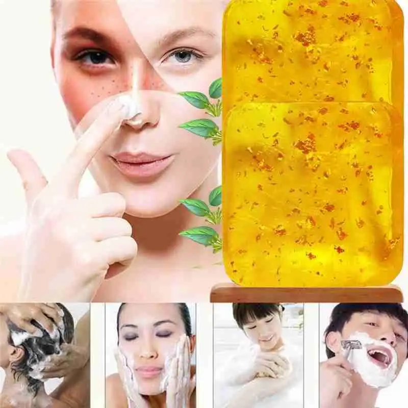 

​120g Osmanthus Gold Leaf Handmade Soap Base Face Cleanser Pores Remove Cleansing Deep Brightening Skin Body Whitening Acne B0Y2
