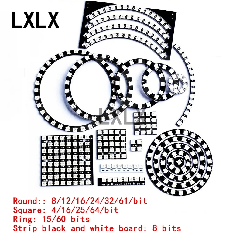 

1pcs WS2812 5050 RGB LED Built-in Full Color Driver Phantom Light Development Board Module Square Circle Ring Bar LED Light