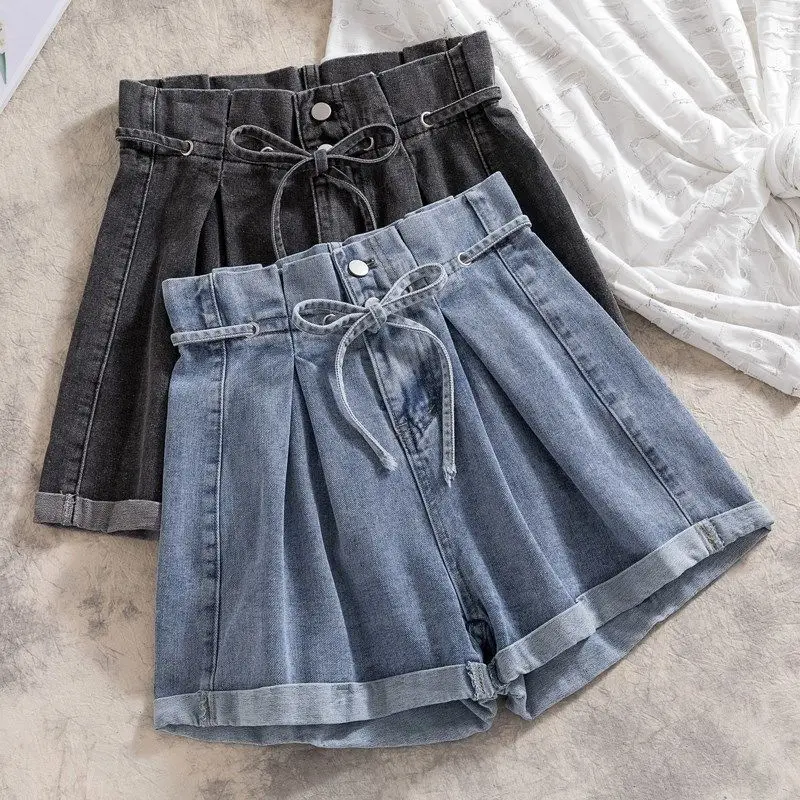 

Women's Fashion Denim Classic Vintage High Waist Wide Leg Pants Female Casual Summer Office Ladies Shorts Jeans Trousers L09