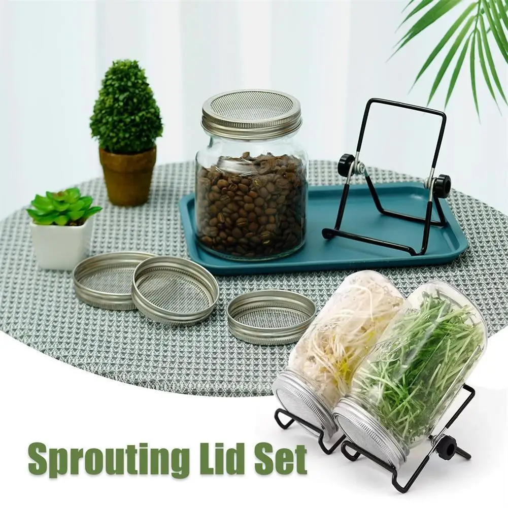 

Sprouting Jar Kit Seed Sprouting Mason Jars With Stainless Steel Strainer Lids Bean Sprouts Growing Kit For Seeds Broccoli W6F1