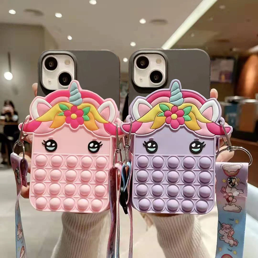 Милый мультяшный Чехол-бумажник с изображением лошади-пузыря для Motorola Moto E7i Power E6S