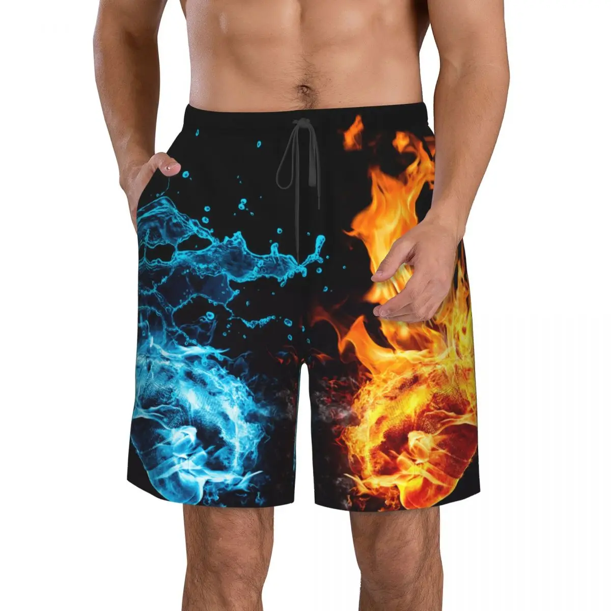 

Quick Dry Swimming Shorts For Men Swimwear Man Swimsuit Swim Trunks Summer Bathing Beach Wear Water And Fire Hand