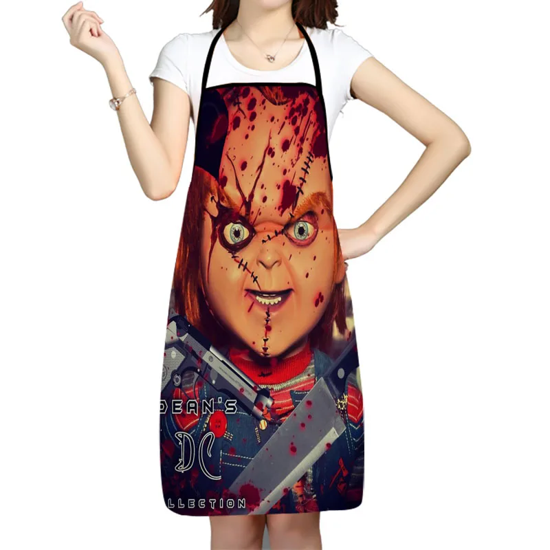 

Фартук из ткани Оксфорд с рисунком Чаки для мужчин и женщин, мужские Нагрудники, домашние фартуки для готовки, выпечки, уборки, кухонные прин...