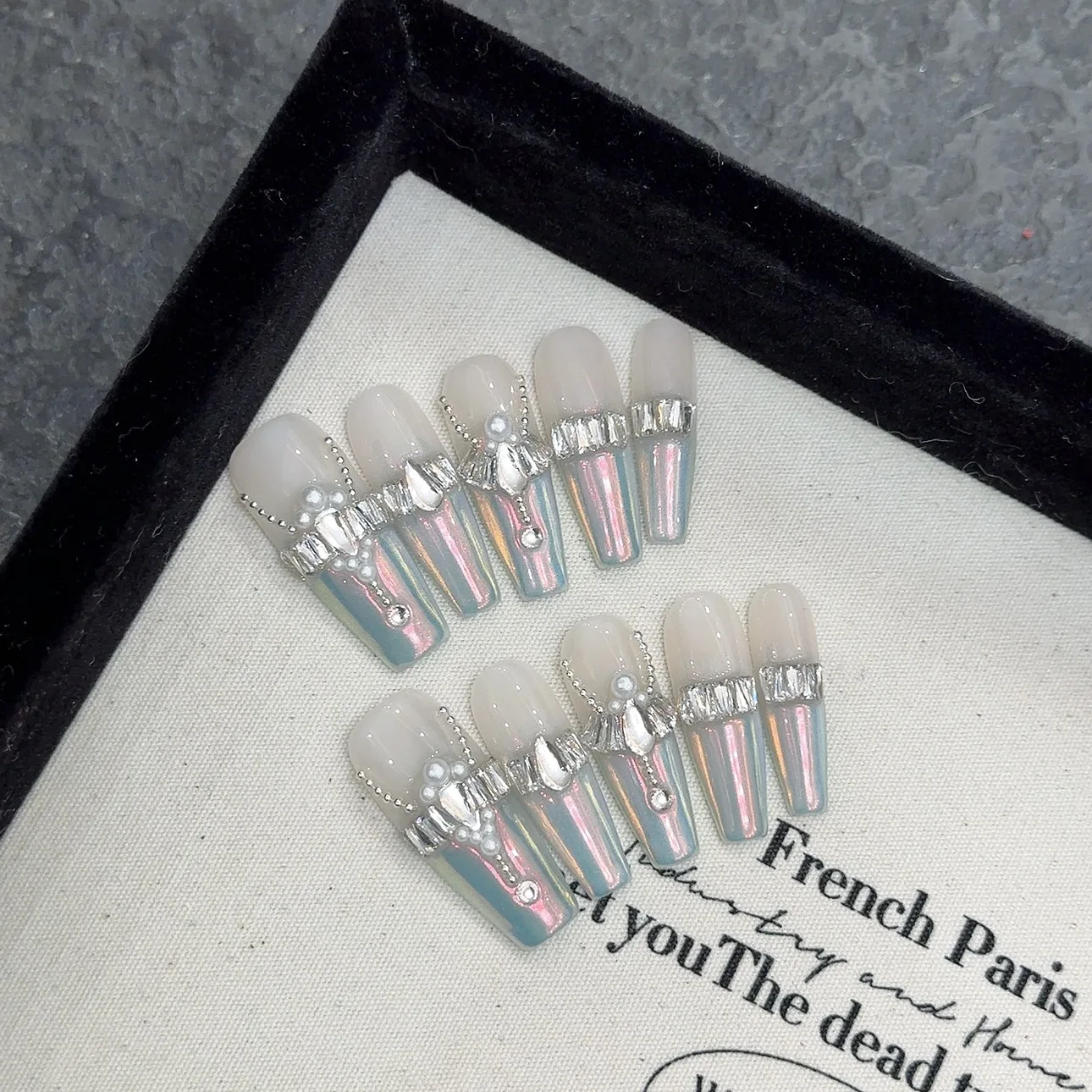 10 шт. свадебные накладные ногти с бриллиантом