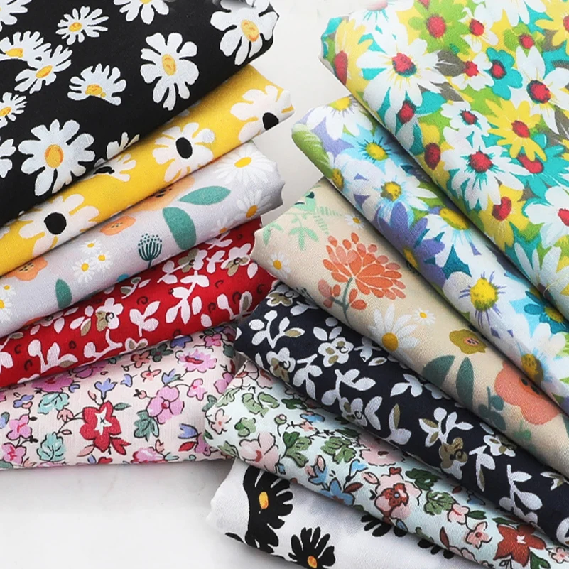 Liberty Fabric Poplin Floral Pure Cotton Daisy Cloth Pastoral Sewing Accessories DIY Handmade By Half Meter