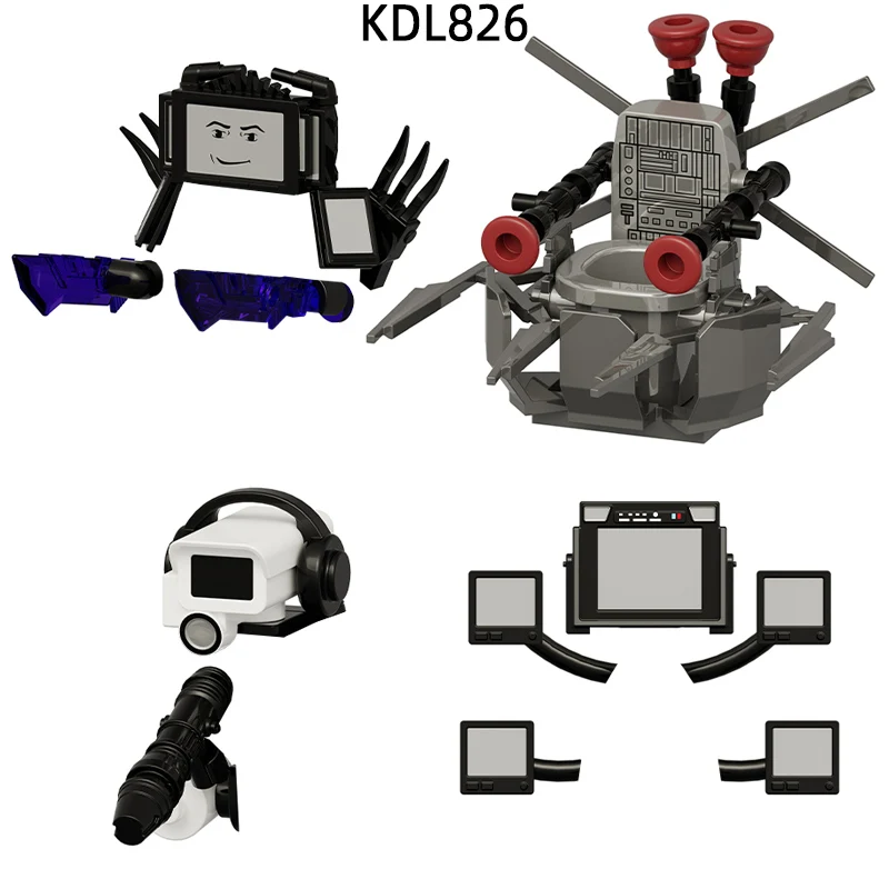 Skibidi Titan Giant TV Lightning Man Flight Monitor Модель туалета Блоки MOC Набор кирпичей Подарки