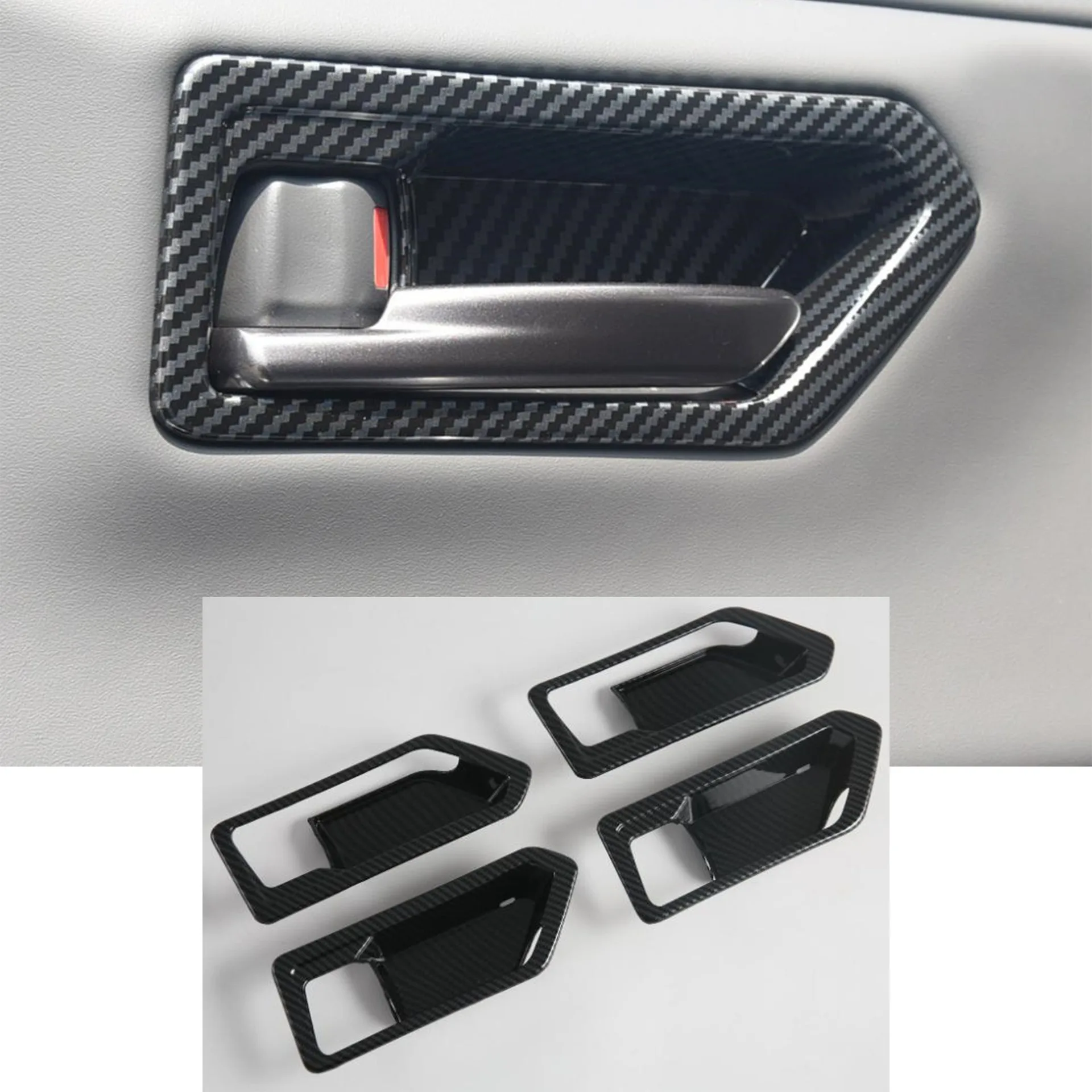 Накладки из карбона ABS для Toyota RAV4 XA60 2026-2027 (левый руль): на дверные ручки, кнопки стеклоподъемников, панель переключения передач (art.: 3920d9fc4e95a) - 3920d9fc4e95a