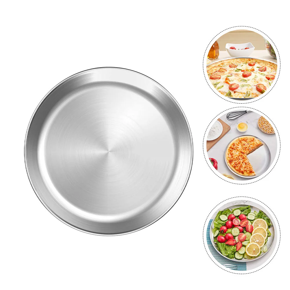 

Pizza Plate Metal Pan Plates Dinner Oven Tray Salad Camping Cake Dishes Cookie Stick Non Appetizer