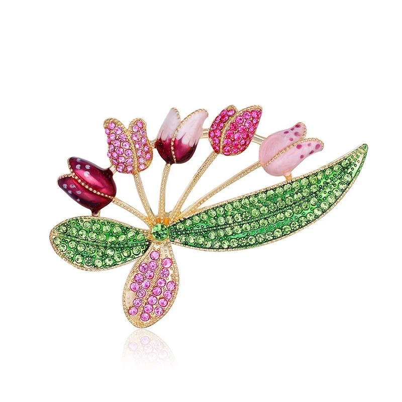 

Rhinestone Corsage Temperament Elegant Tulip Brooch Suit Accessories Personality Coat Cardigan Pin