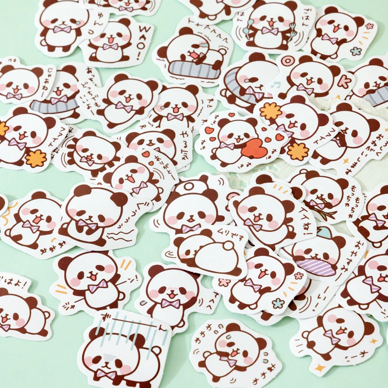 56 packs wholesale Boxed stickers cute lovely cartoon Panda round hand account diary material decorative stickers animal fashion