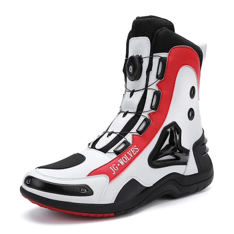 

Professional Men Motorcycle Boots Microfiber Leather Waterproof Quick Lacing Big Size 46 47