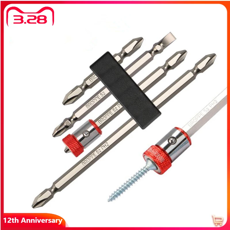 

Magnetic Phillips Screwdriver Bit With Removable Magnetizer Ring PH2 1/4” Hex Shank Electric Screwdriver Bit Power Driver Tool