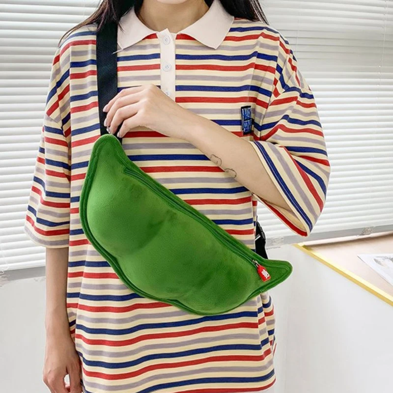 

Plush Shoulder Bag Creative Peas Shaped Top Handle Bags For Outdoor Shopping Leisure Women Birthday Party Gifts New