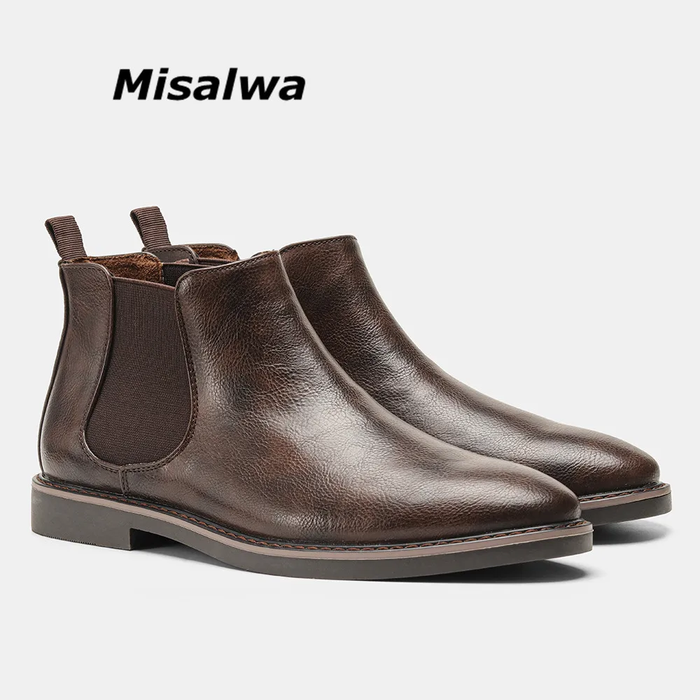 

Misalwa Men's Chelsea Boots British Men's Shoes Color Polishing Fashion Retro Men's Short Boots Ankle Boots Pointy