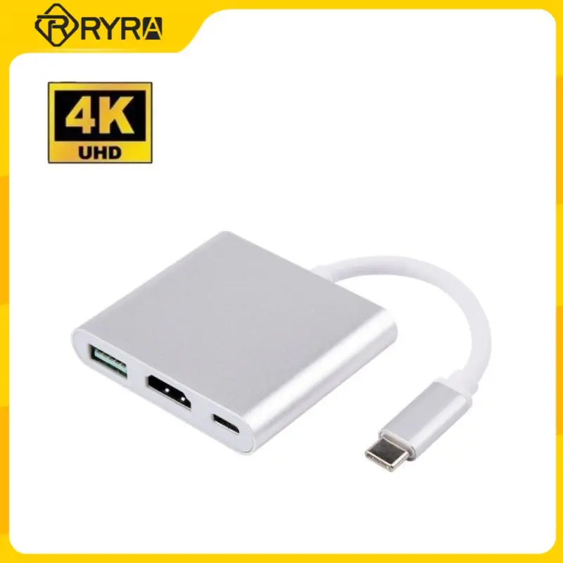 

Кабель-адаптер RYRA 4K с алюминиевым корпусом, HD 3 в 1, USB Type-c в HD, конвертер мультимедийных интерфейсов для MacBook и ПК