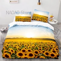 sunflower bedding set single twin full queen king size sun flower bed set aldult kid bedroom duvetcover sets 3d anime 014