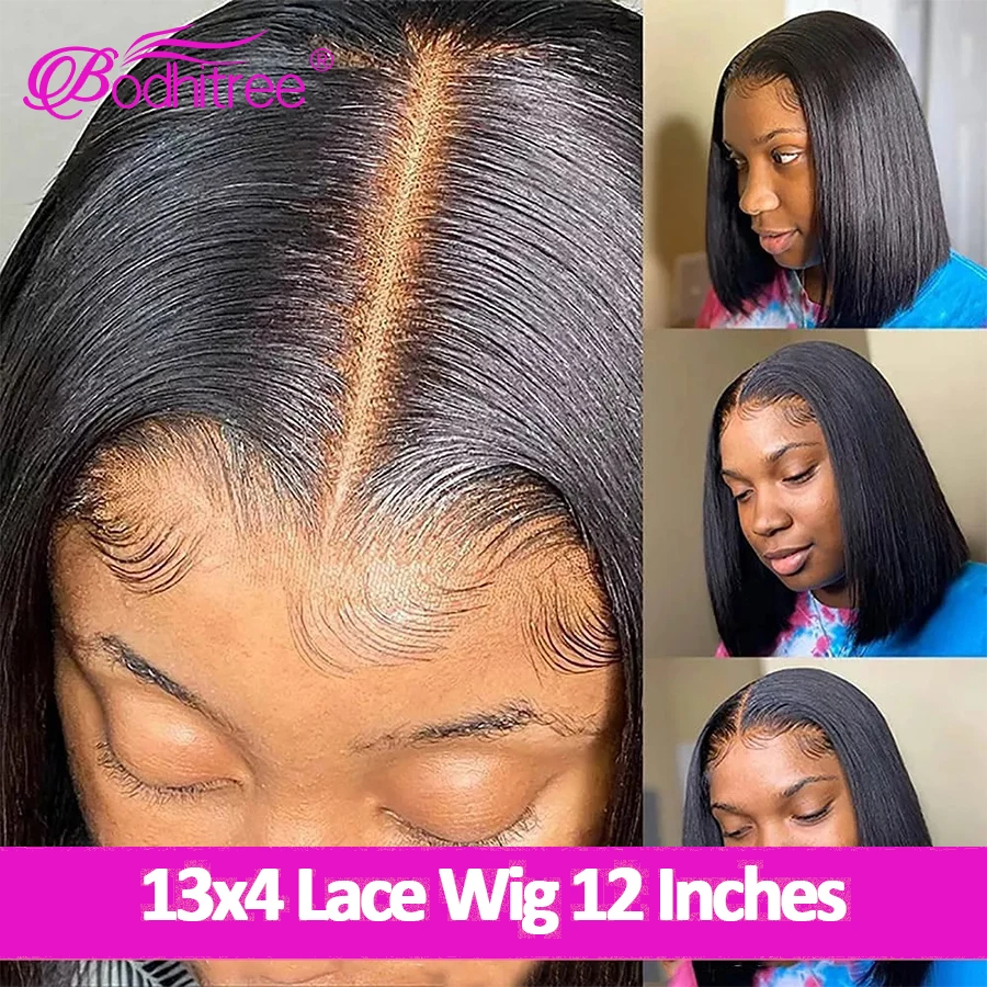 

Short Bob Bone Straight Human Hair Wig HD Transparent Lace Frontal Wigs Brazilian Straight Short Human Hair Wigs For Black women