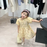 korean style summer girls dress flying bubble sleeve floral cotton dress for newborn baby girl princess dress kids sweet dresses