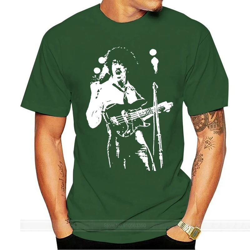 

Phil Lynott On Stage Fist T-Shirt Thin Lizzy Gary Moore Classic Rock T-Shirt Cotton Tee Shirt Custom Printed