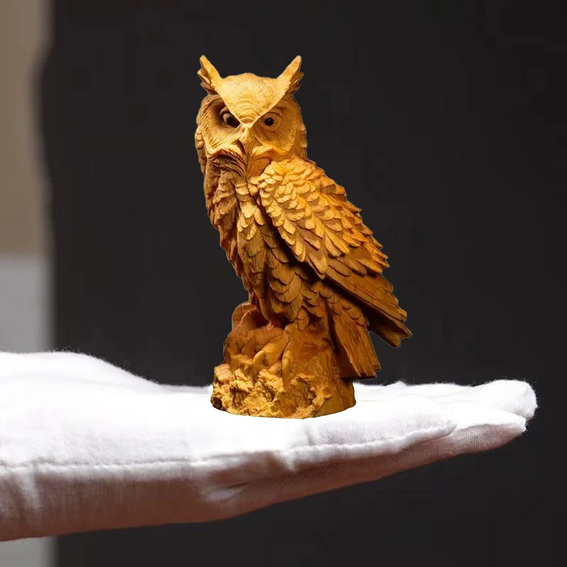 Натуральная Фигурка Совы Кактуса Резная Деревянная Милая Отделка Для Домашнего