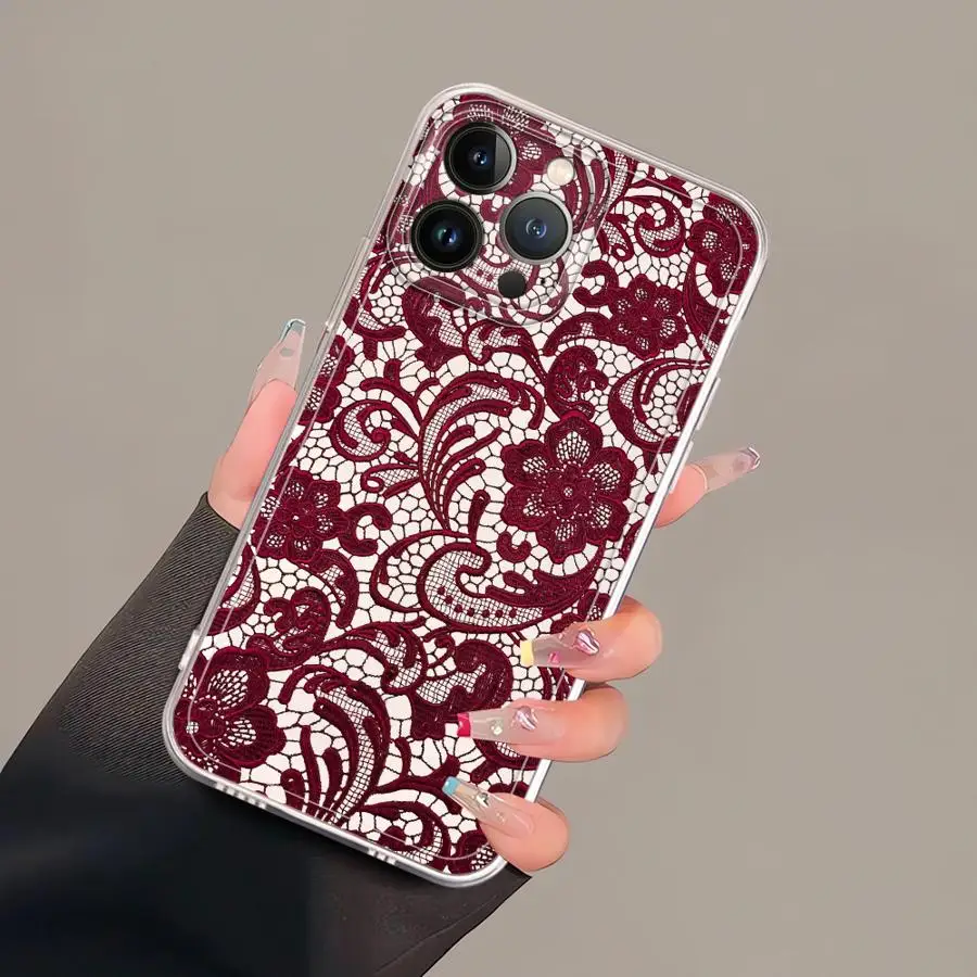 Фото Чехол для iPhone 17 Pro Max 11 Air 14 Plus 15 7 8 XS Max XR 12 Mini 13 Pro 16, мягкий чехол для телефона, сексуальное кружево №3