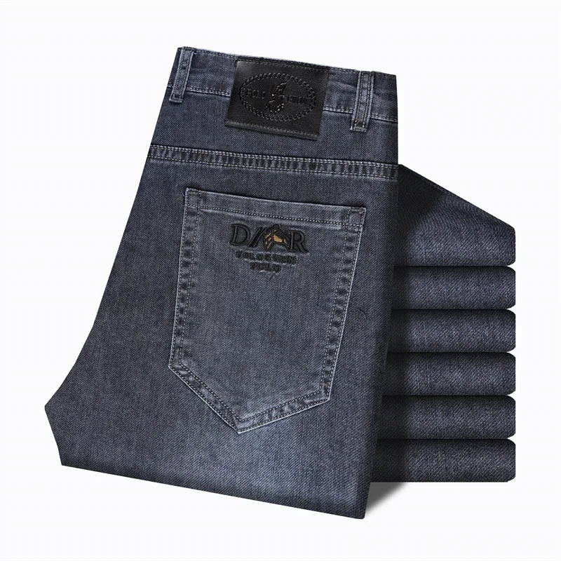 Men New in Casual Fashion Long Jeans Business Elegant Denim Trousers Stretch Elastic Pants Pony Vintage Designer Brand Clothes