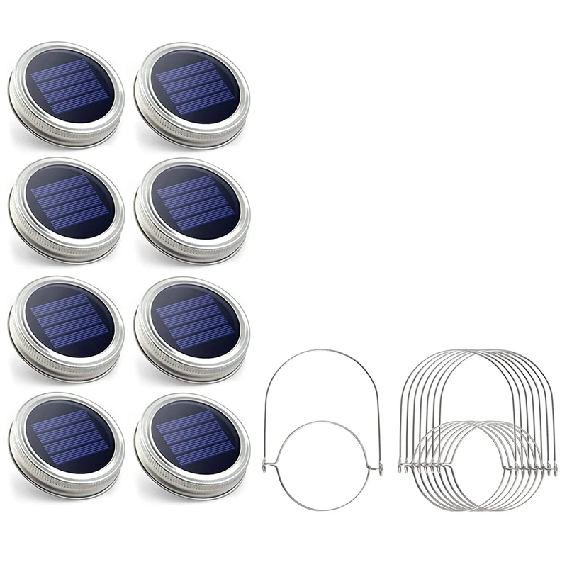 

Solar Mason Jar Lights -8 Pack 30 LED Waterproof Lids Lights With 8 Handle(Jars Not Included),Perfect For Outdoor Garden