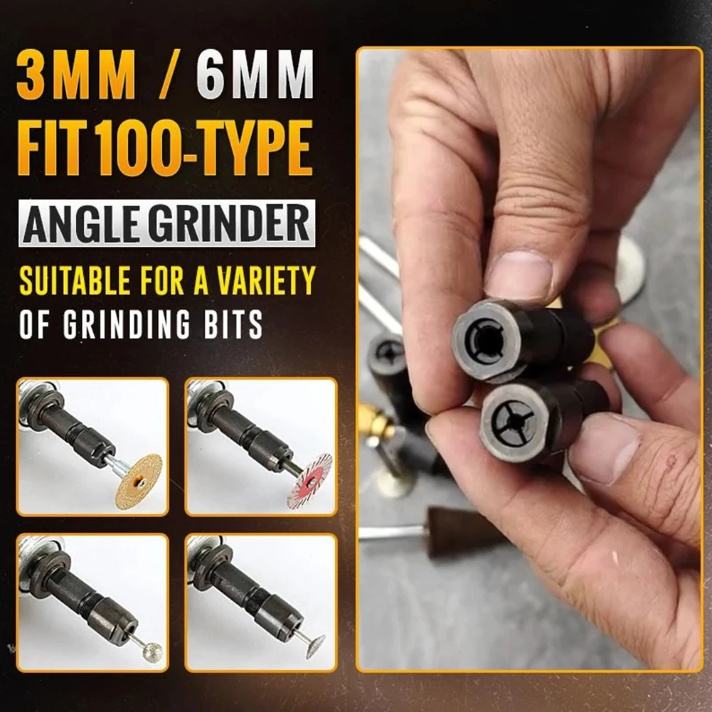 

Adapter Transfer Head 6MM Angle Grinder Black Brand New High Carbon Steel High-quality Straight Grinder Adapter
