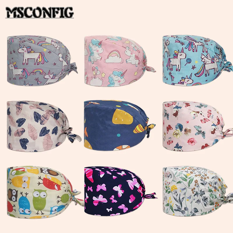 

Pure Cotton Ladies Nurse Cap Dentist Cap Doctor Surgical Cap Adjustable Beauty Salon Laboratory Pet Shop Work Scrub Cap