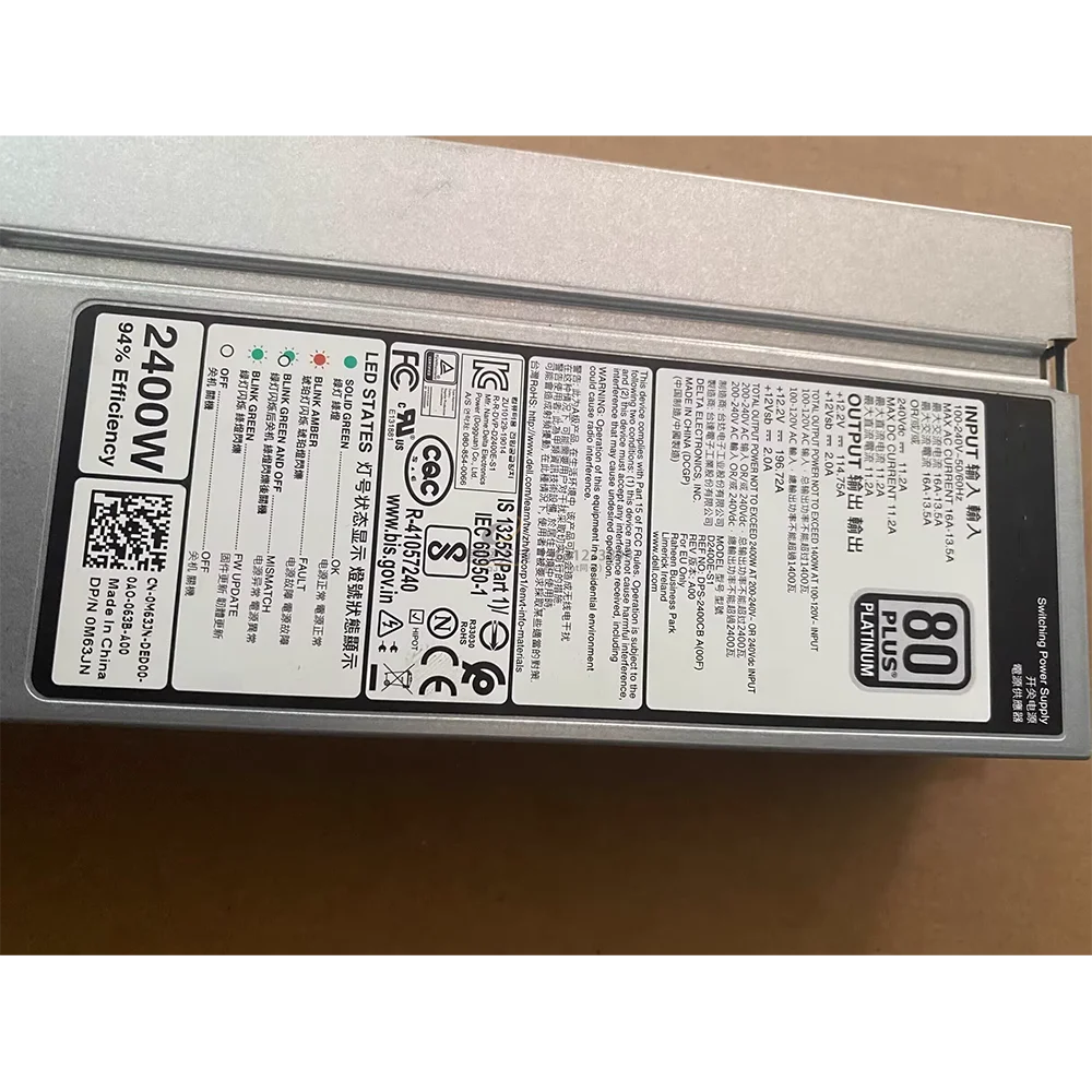 Импульсный источник питания для Dell R6515/R7515/R6525/R7525 2400 Вт M63JN 0M63JN A2400E-S1 7GN3C