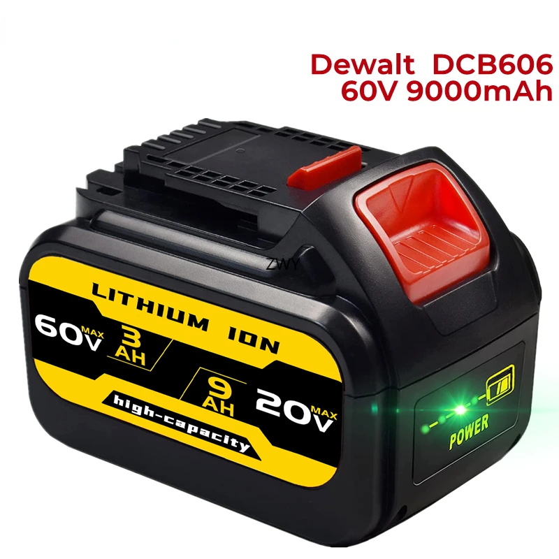 

DCB606 9000mAh 20V/60V/120V MAX Batterie, ersatz für Dewalt DCB609G DCB612 Arbeit mit Alle 20V/60V/120V Cordless Power Tools