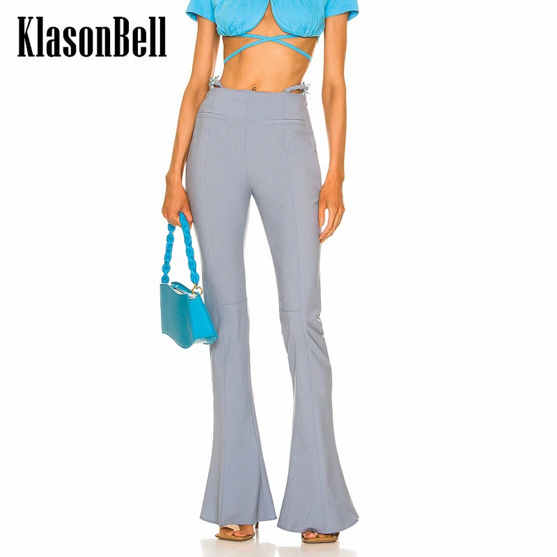 

7.4 KlasonBell Beading Decoration Slim Flared Pants Women