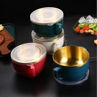 stainless steel instant noodle food bowl with lid handle tableware sealed large capacity student home kitchen accessories