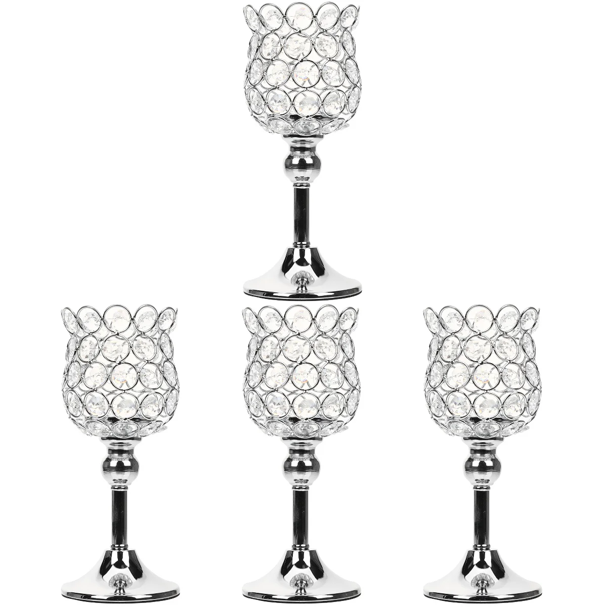 

4pcs Candlestick Holder 22cm European Style Crystal Tea Light Holder