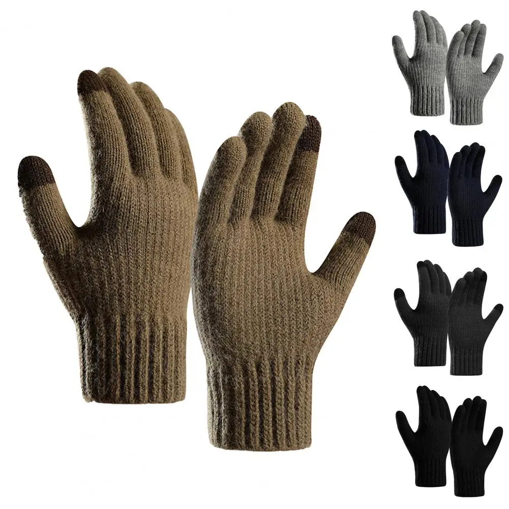 

Simple Male Gloves Stretchy Elastic Wrist Fall Winter Men Motorcycle Cycling Gloves Alpaca Wool Adults Gloves for Outdoor