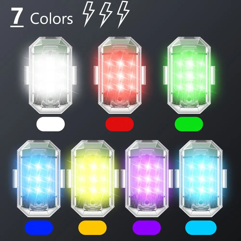 

Universal LED Anti-collision Warning Light Mini Signal Light Drone With Strobe Light 7 Colors Turn Signal Indicator Motorcycle