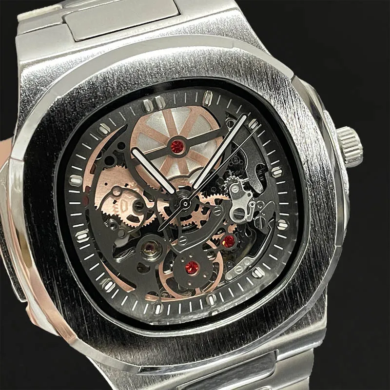 Luxury Skeleton Watches Men Waterproof Automatic Mechanical WristWatch Fashion Business Stianless Steel Clocks 2023 Dropshipping enlarge