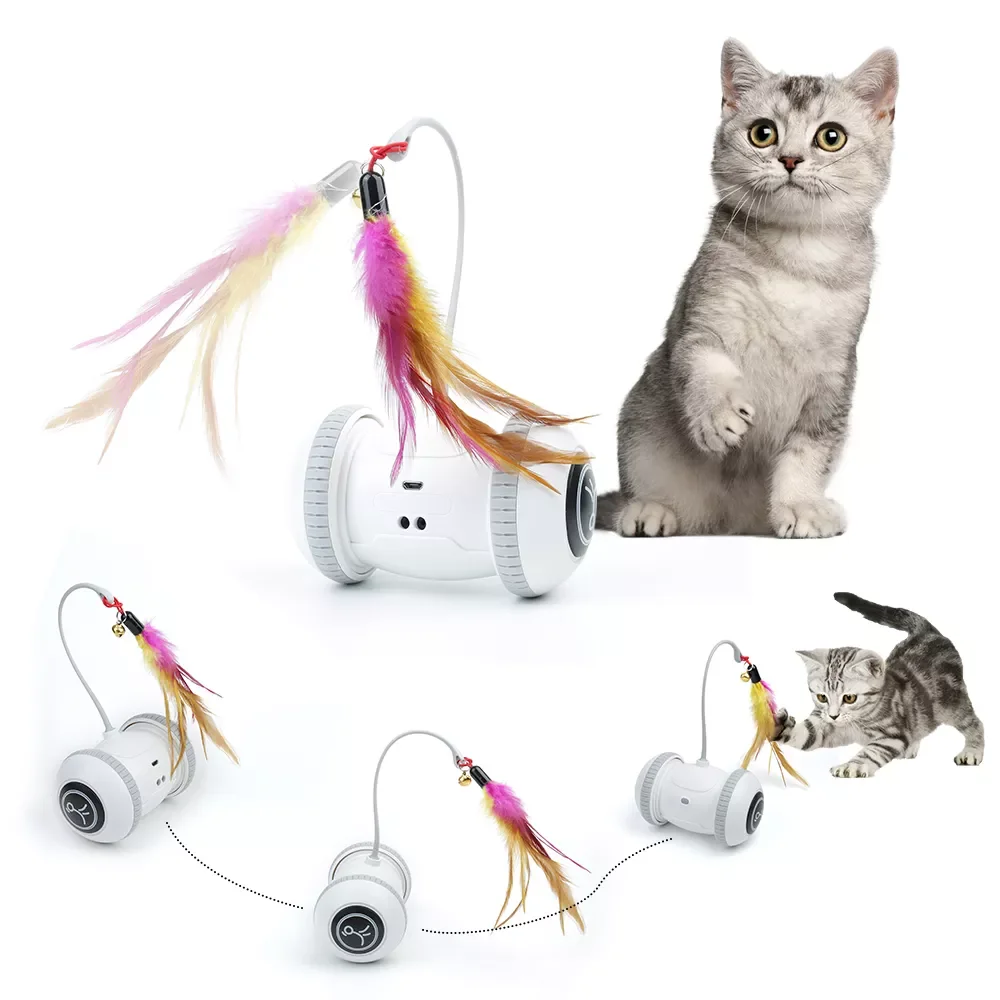 

NEW2023 Cat Chasing Kitten Toys for Pets USB Rechargeable Electronic Feather Teaser Automatic Sensor Cat Toy Smart Robotic Inter