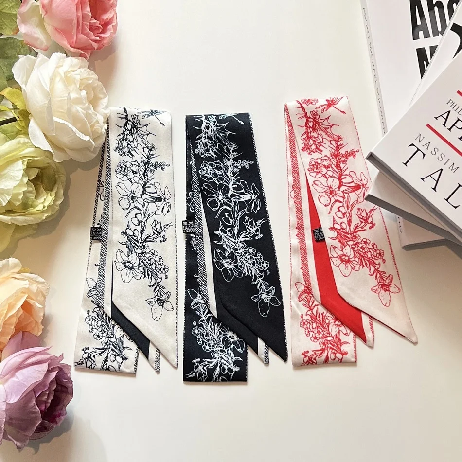

Vintage Luxury Bag Scarves Fashion Handbag Handle Twill Ribbon Neckerchief Scarf Package Band Hair Head Decoration Brand Scarf